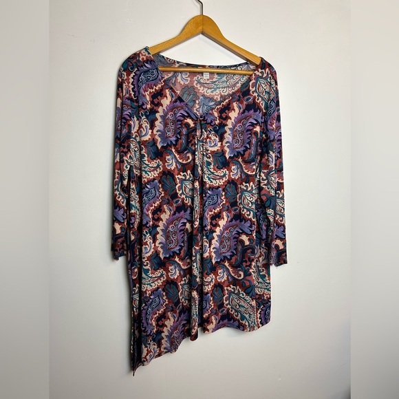 Cato Paisley Novelty Print Plus Size 18-20W Blouse Fall Liquid Fabric Flowy Boho - Picture 1 of 10